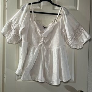 Torrid cream Lace Detail Blouse